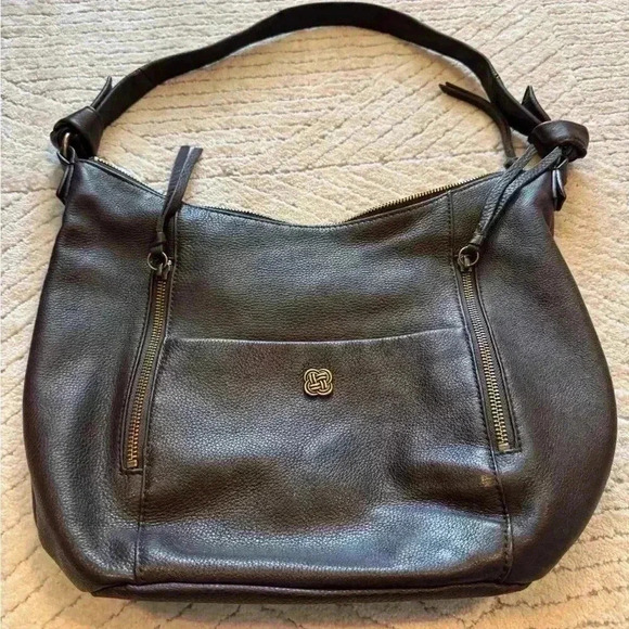 Black leather pebble Elliot Lucca purse - Picture 1 of 9